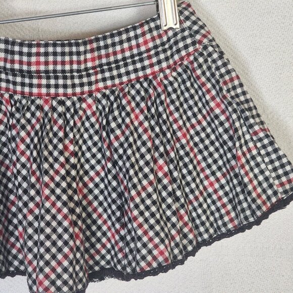 H&M x Disney Black Red White Minnie Mouse Embroid Plaid Adj Waist Pleat Skirt 2Y - Picture 8 of 16